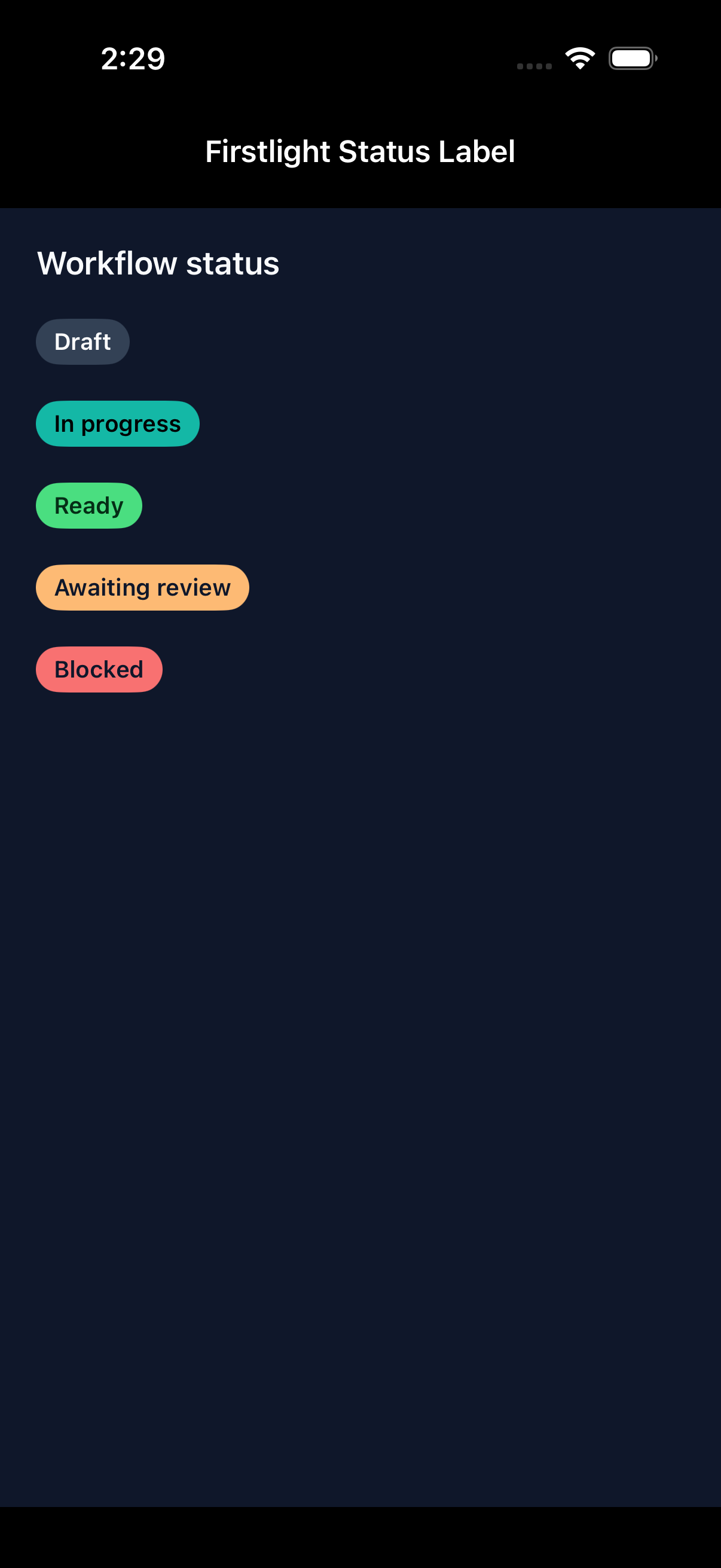 Status Label on iOS in dark mode