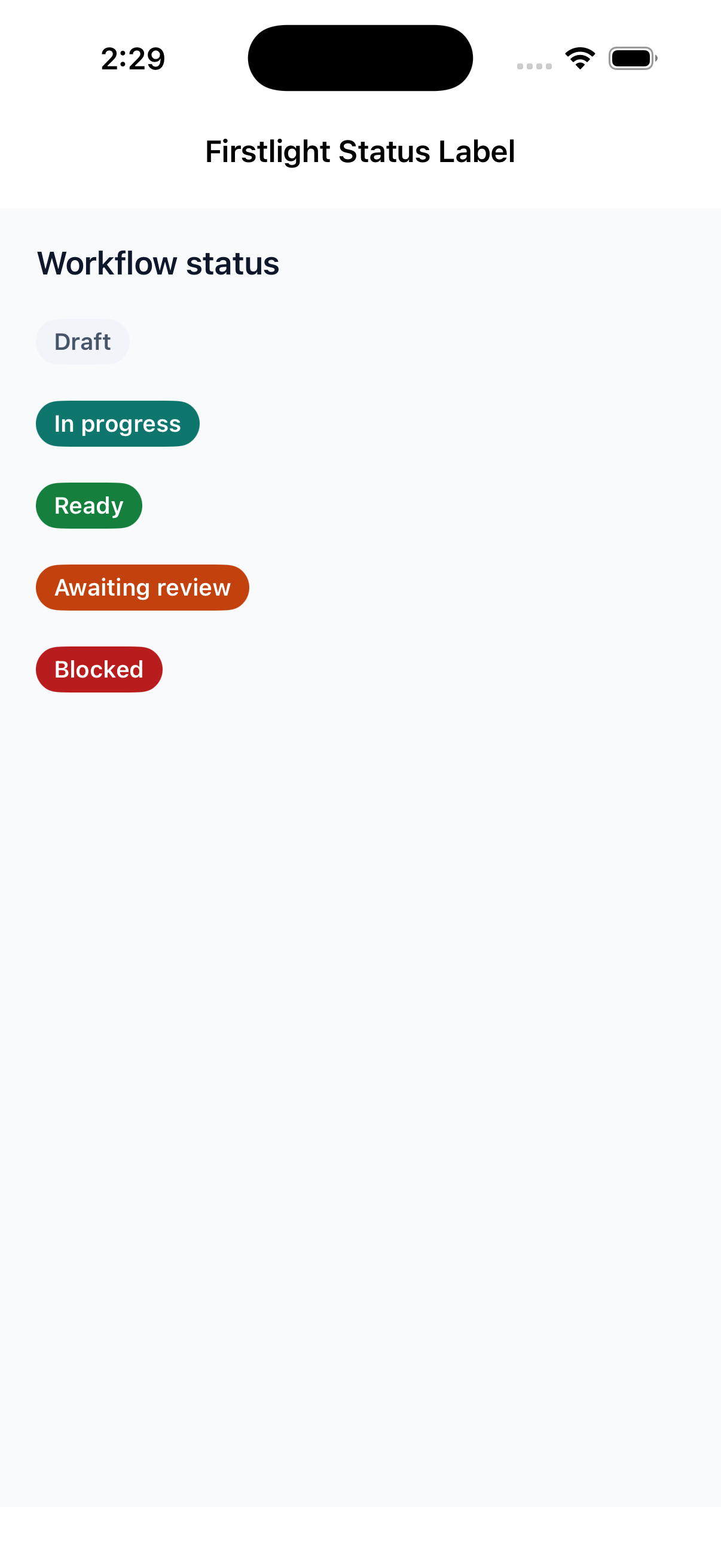 Status Label on iOS in light mode
