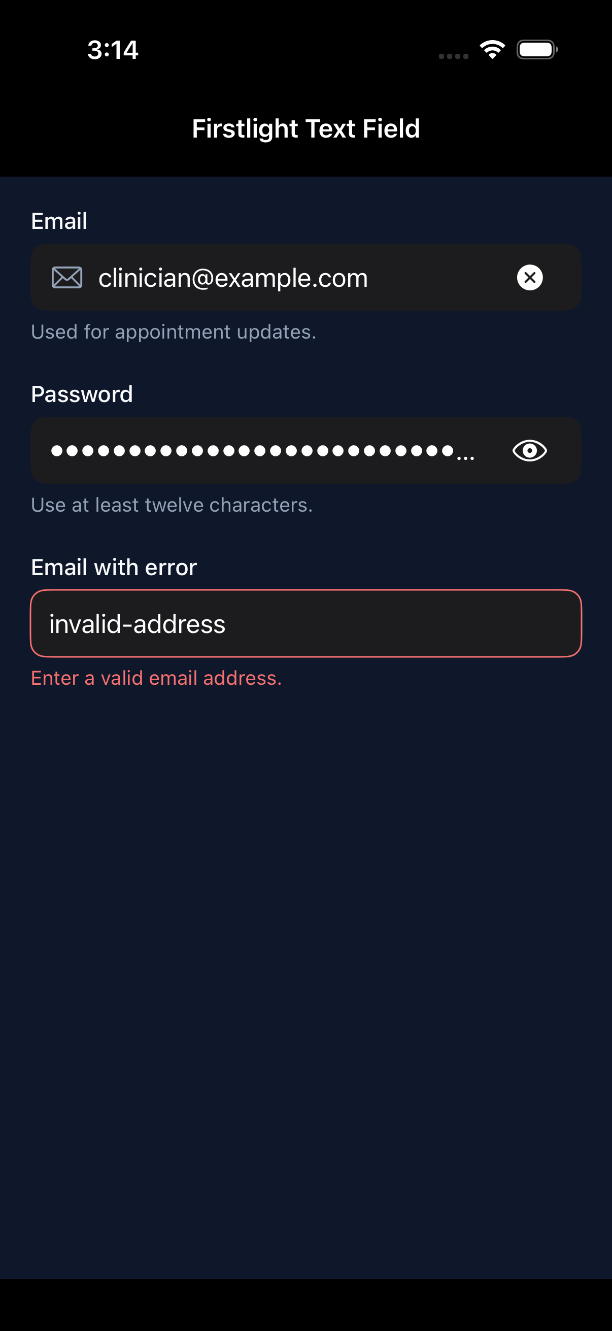 Text Field error on iOS in dark mode