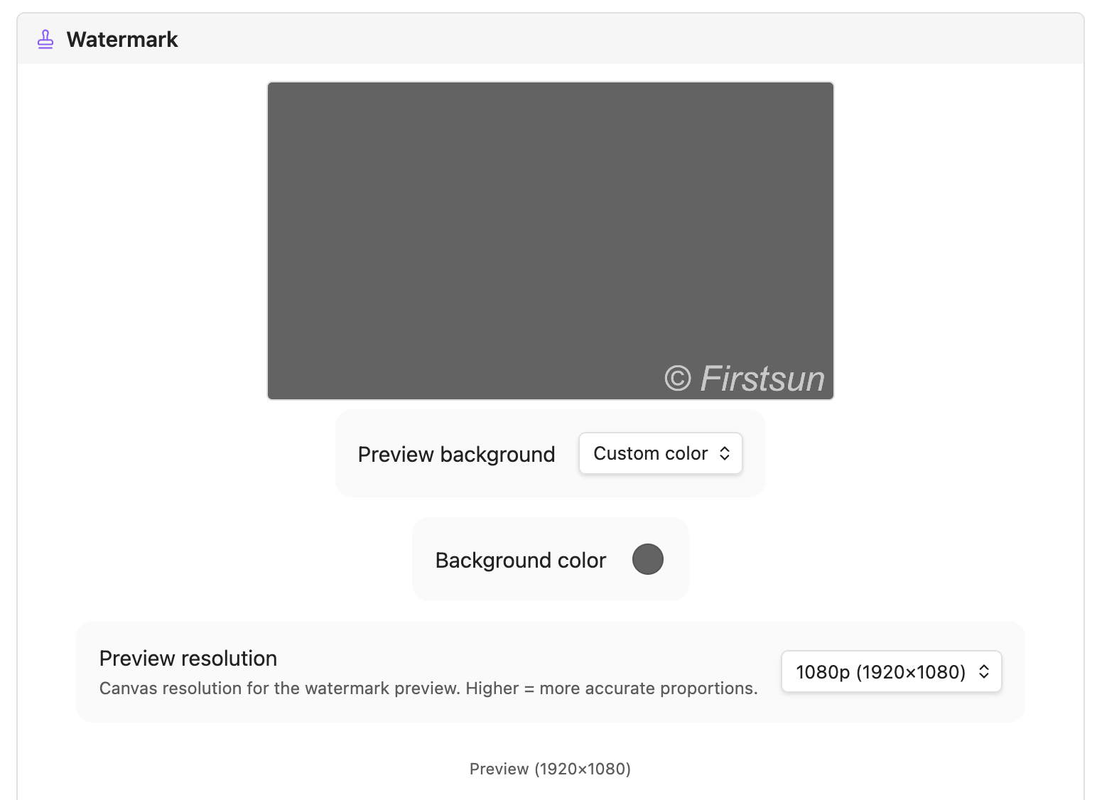 Watermark settings live preview