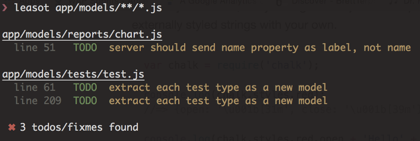 Basic output example of leasot