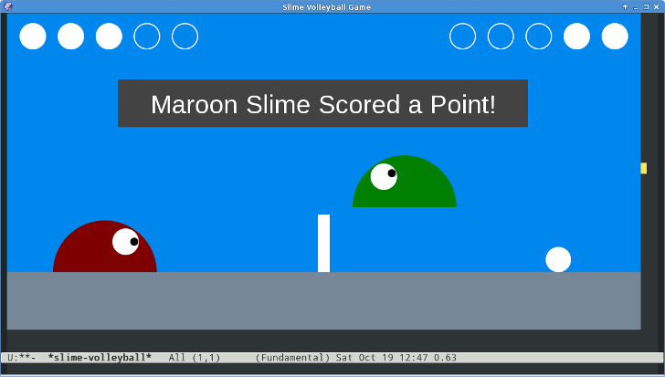 Emacs Slime Volleyball screenshot