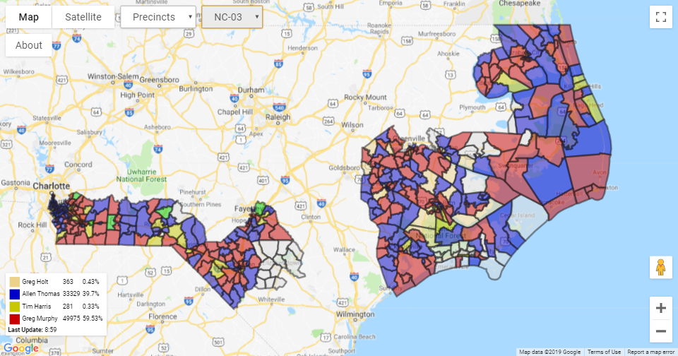 Live Updating Interactive Election Map For The Nc-03 09 Special 