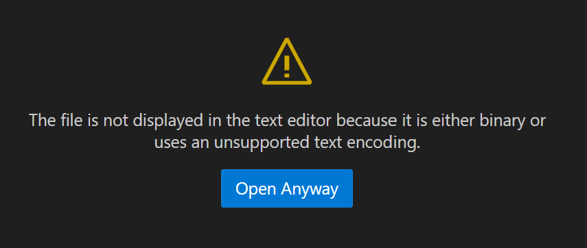 VSCode binary file error