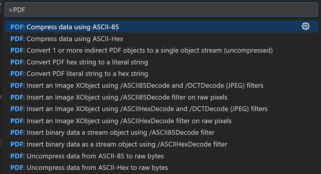 VSCode PDF Command Palette
