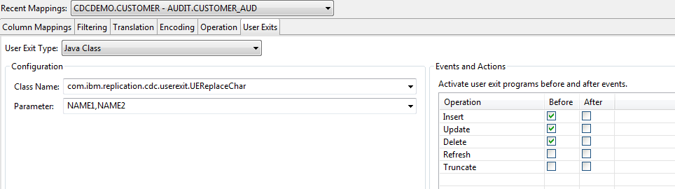 Table Mapping User Exit