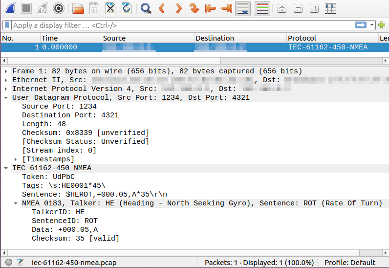 screenshot of the NMEA dissector