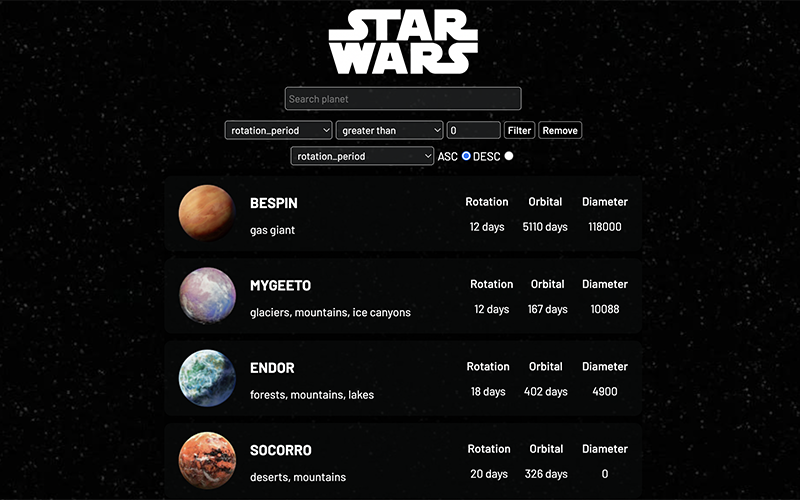 image of star wars app