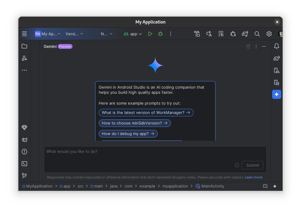 Try Gemini in Android Studio