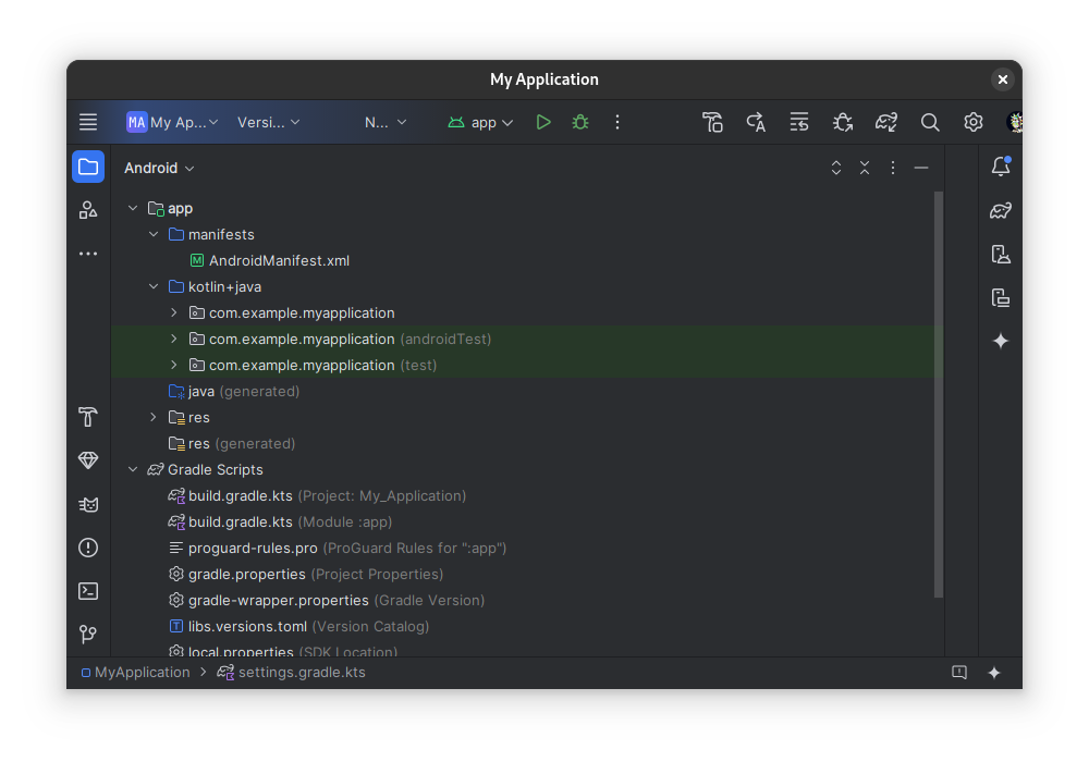 Project files in Android project view