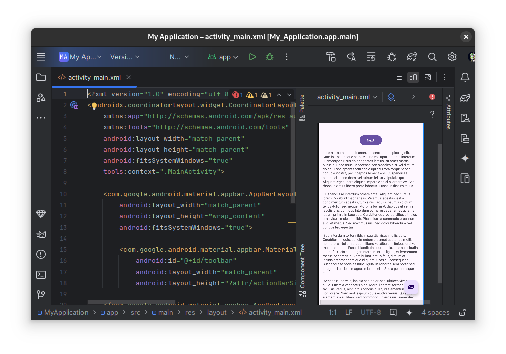 Android Studio Showing the structure of a project