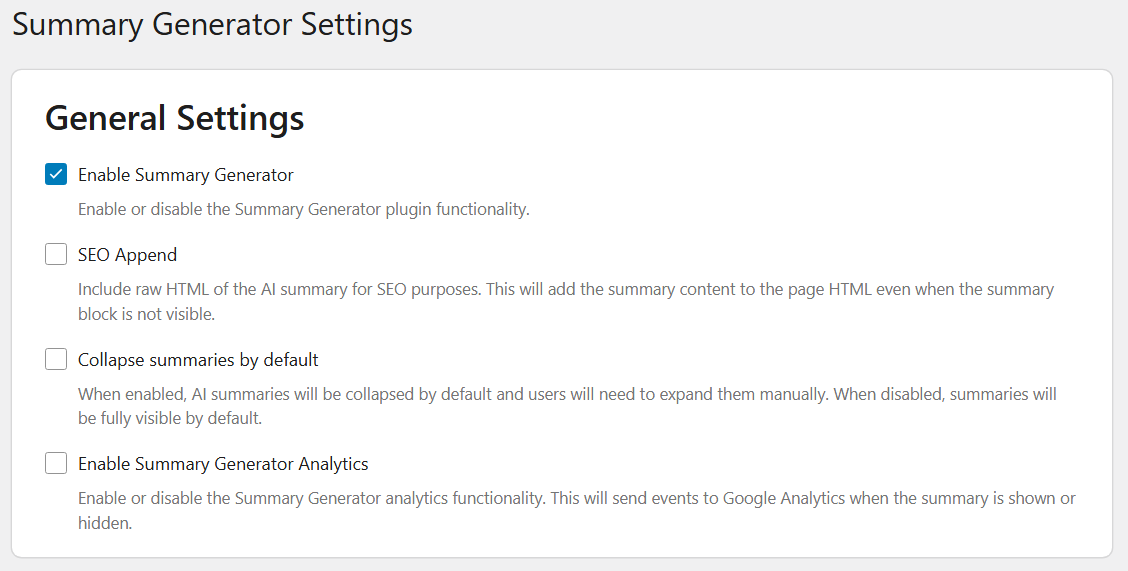 General Settings