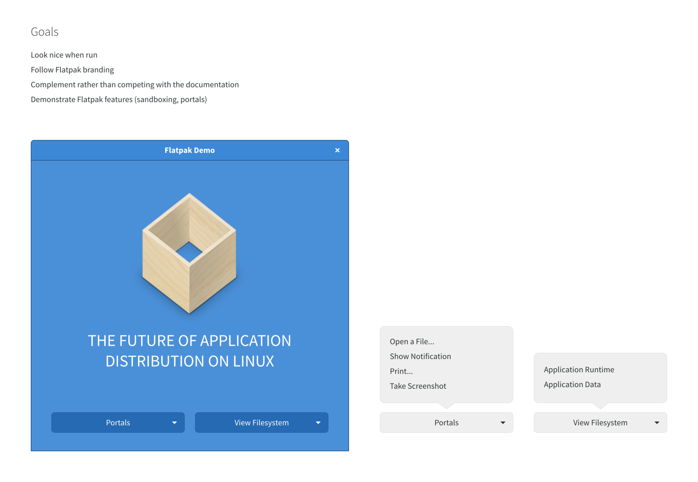 Use a demo app for all examples and tutorials · Issue #97 · flatpak ...