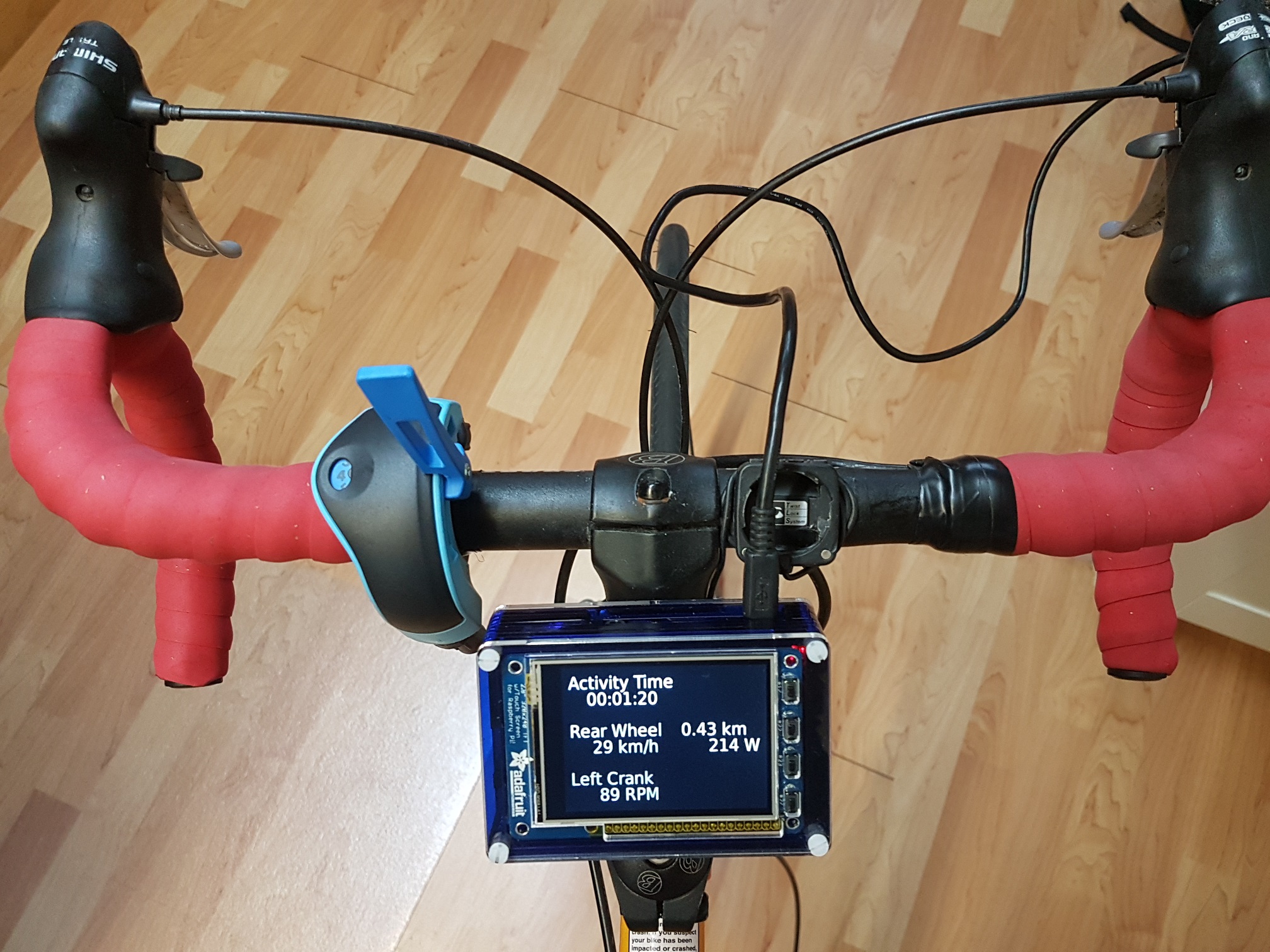 Image of The TrainerPi, Mounted on a Bike Stem