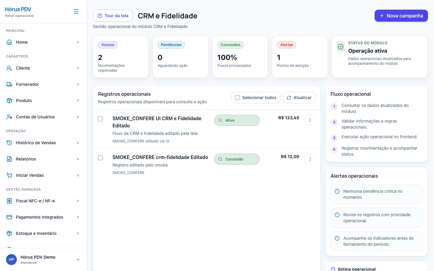CRM e fidelidade no Hórus PDV