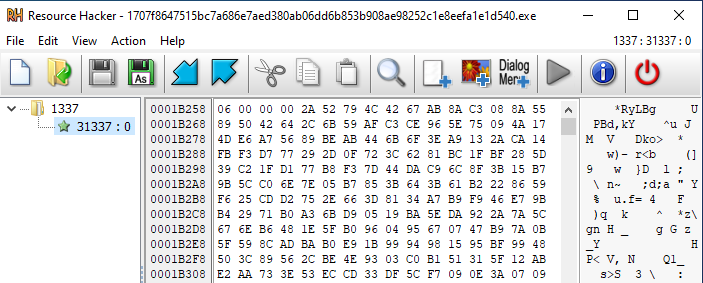 Screenshot of encrypted config