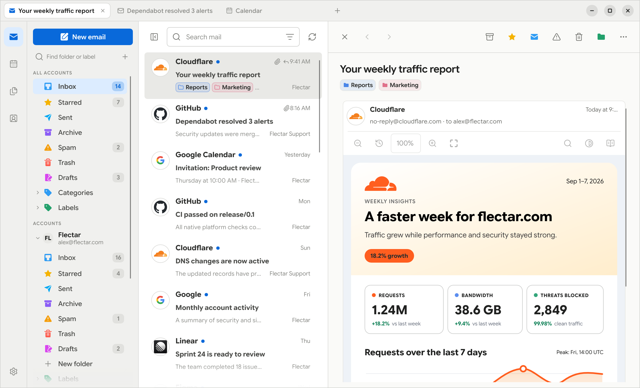 Flectar Mail frameless window on GNOME