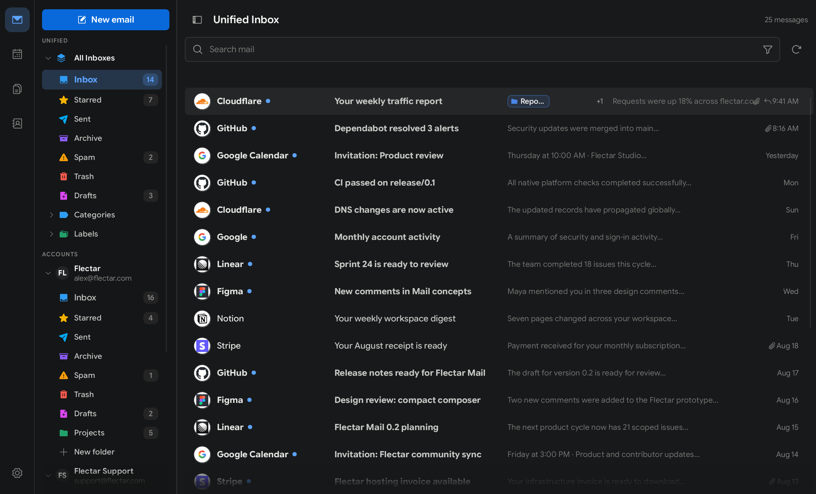 Flectar Mail minimal layout preview
