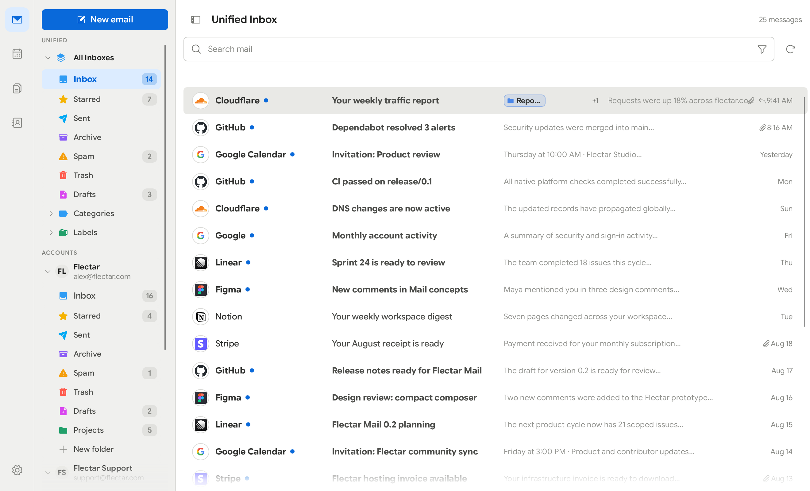 Flectar Mail minimal layout preview
