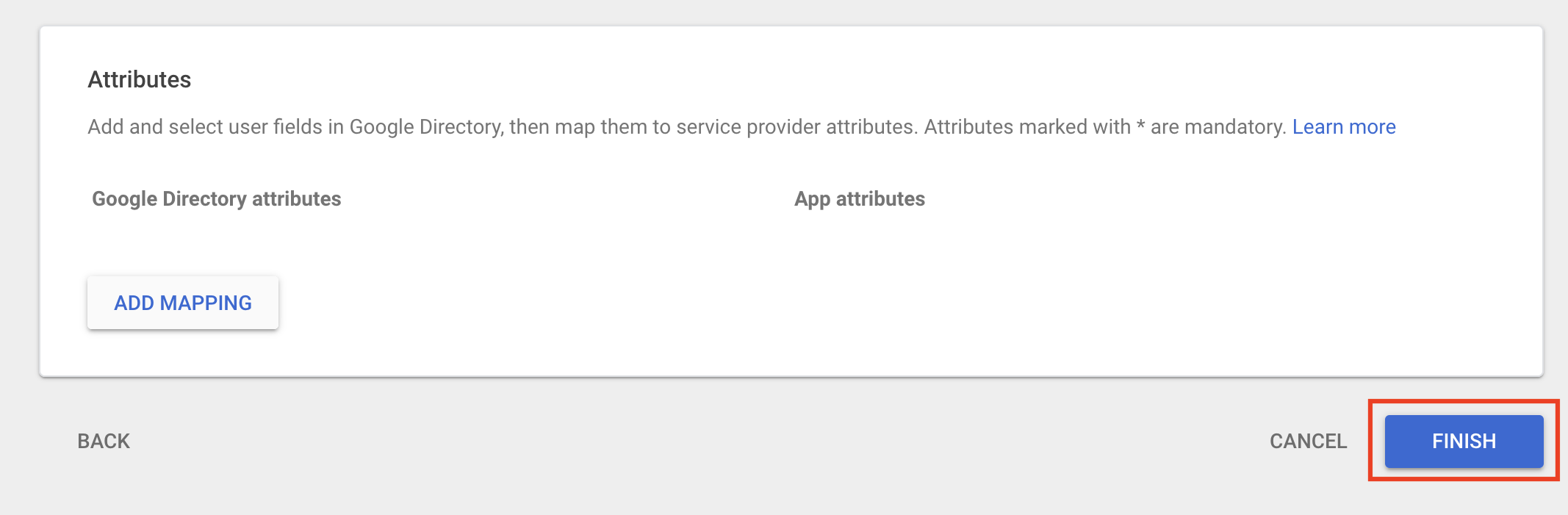 Finish configuring the new SAML app in Google Workspace