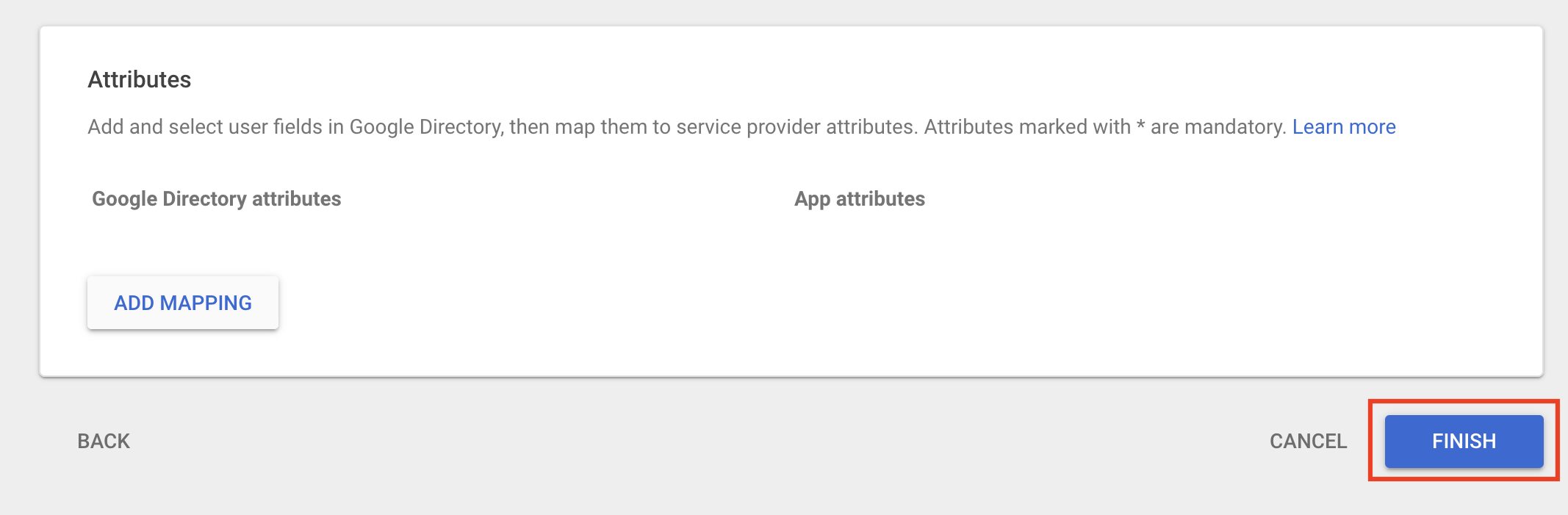 Finish configuring the new SAML app in Google Workspace 