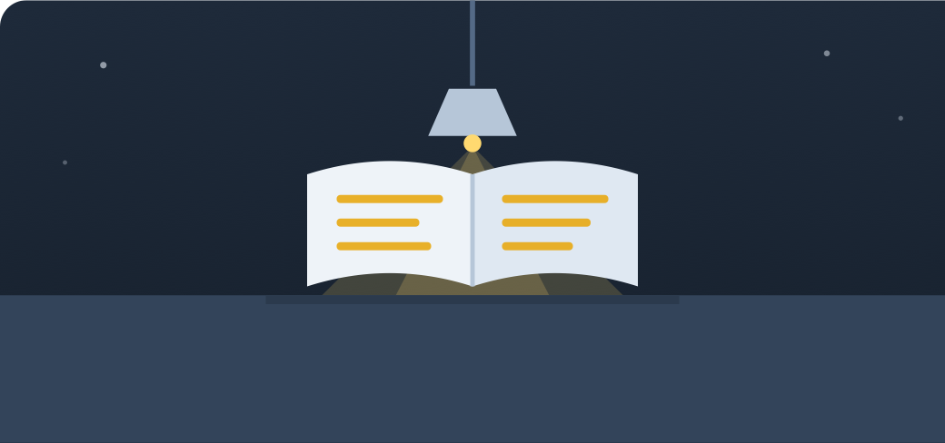Markdown Preview Style — a pendant lamp hangs over a wide open page, warm light on comfortable type