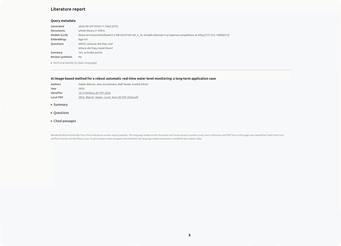 Page-exact citation: a citation in the report opens the PDF at the highlighted passage