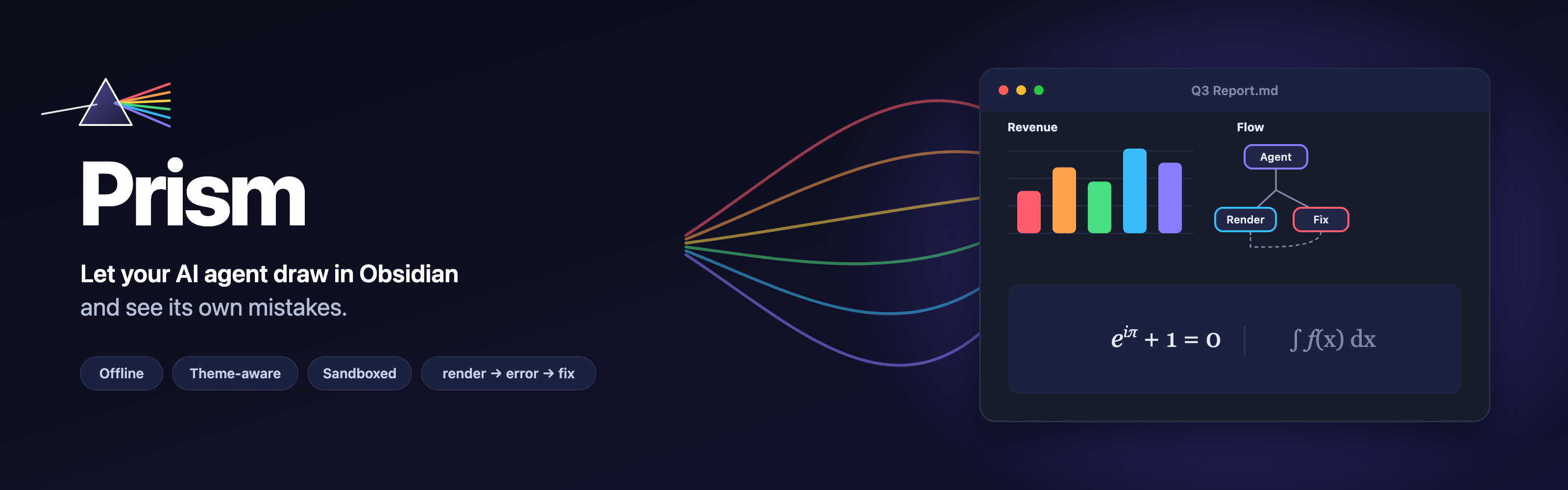 Prism – let your AI agent draw in Obsidian and see its own mistakes.
