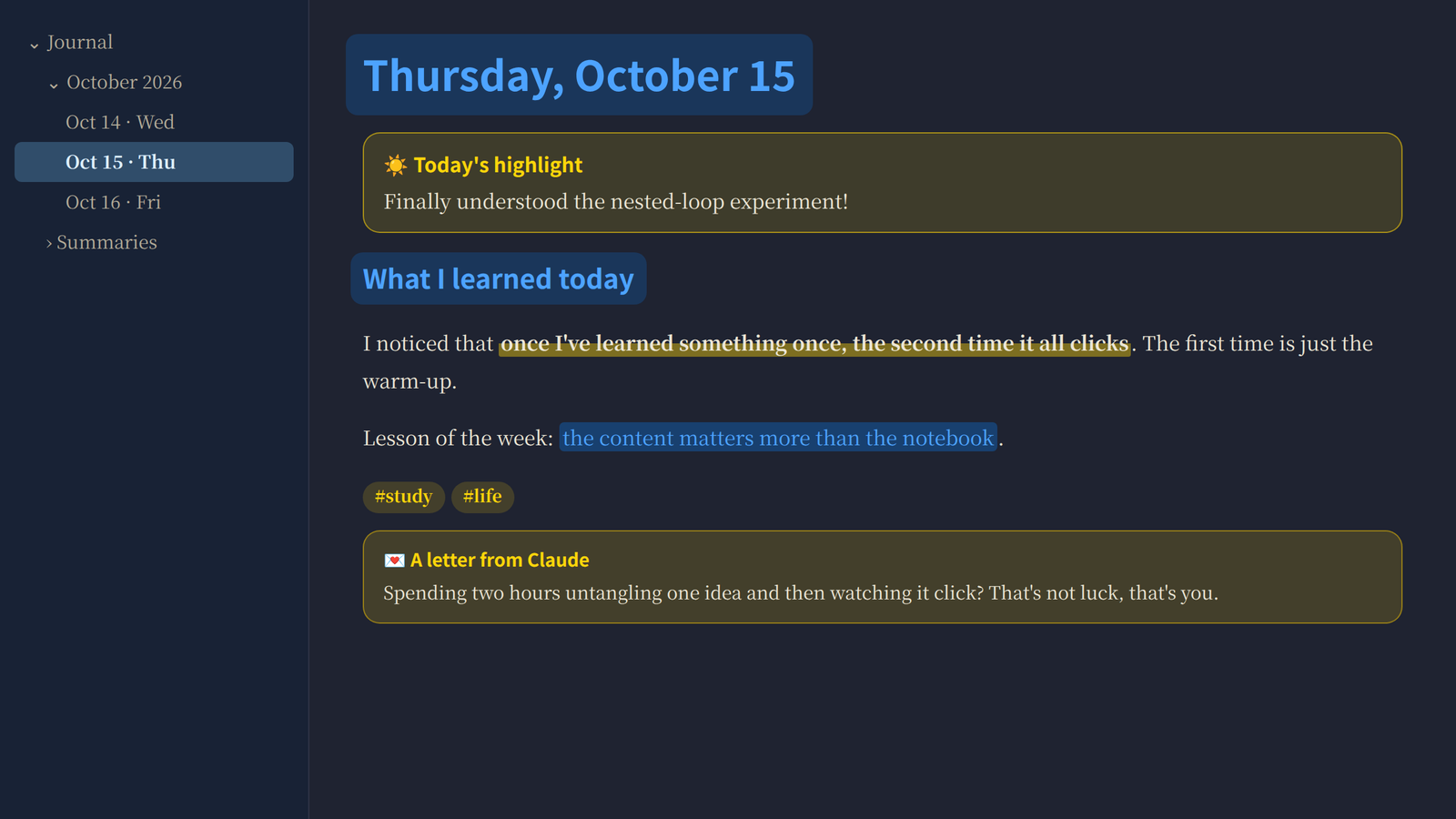 Honey Sky, dark mode