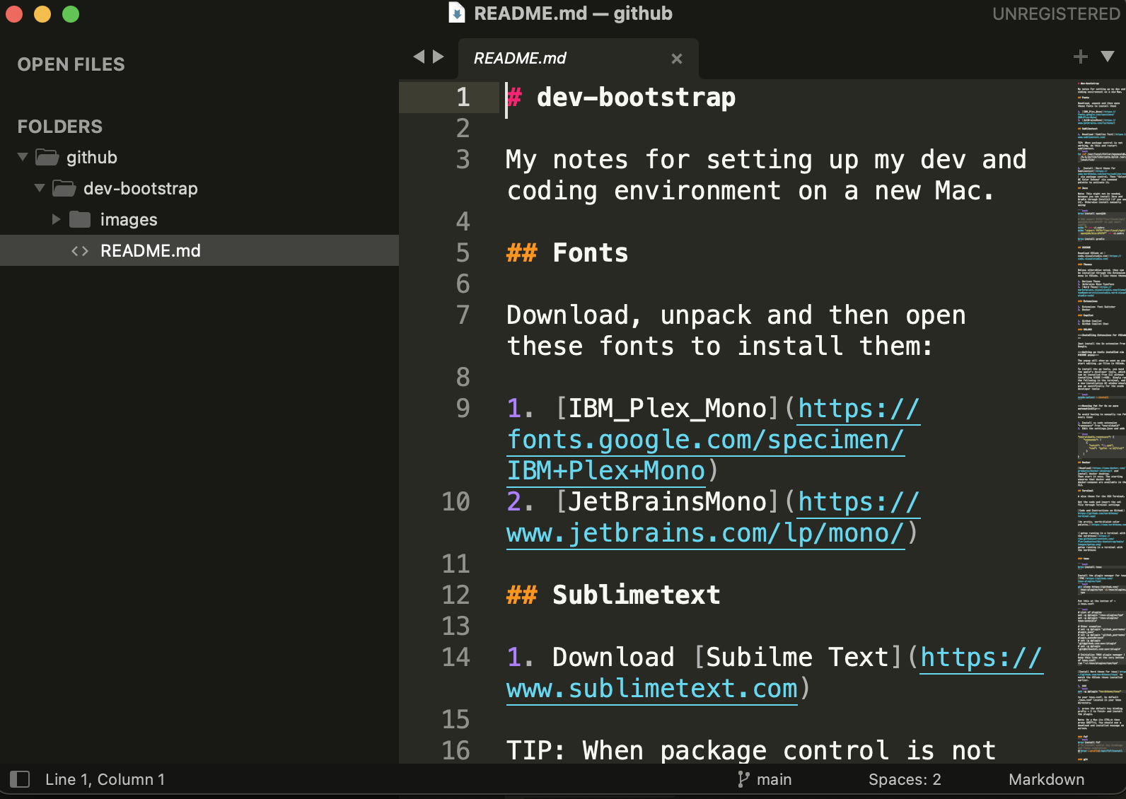 sublime text with the nordtheme
