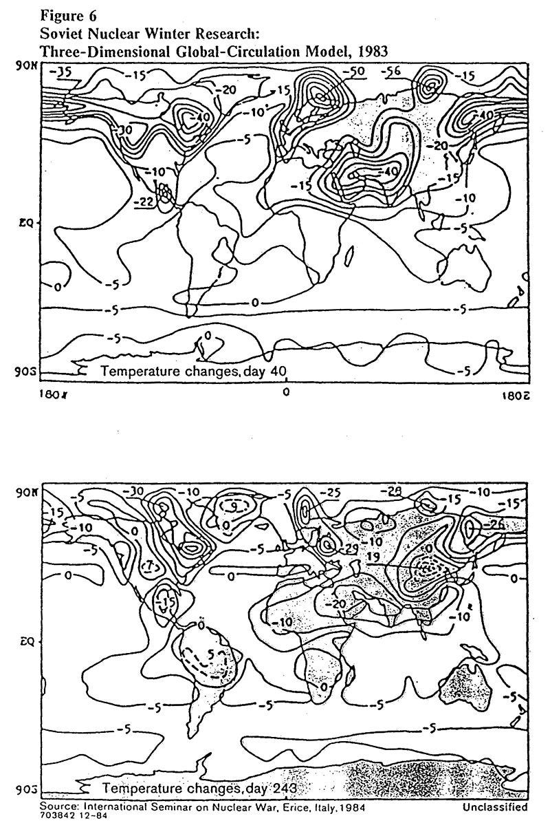 Nuclear Winter Simulations by the Soviet Union