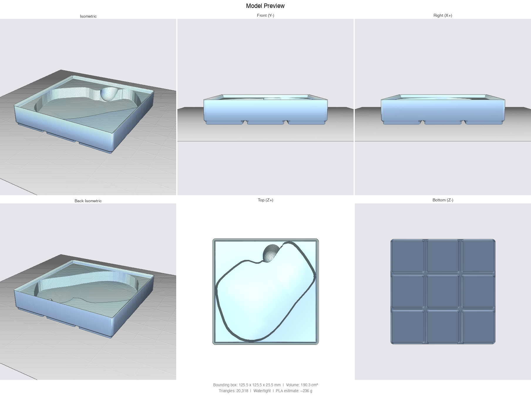 Gridfinity 3x3 bin for Logitech MX Master 3, pocket traced from a 3D scan