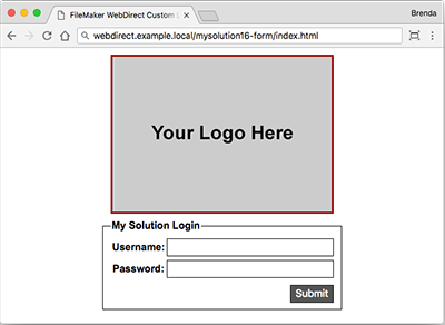 FileMaker WebDirect Form Login Example Page