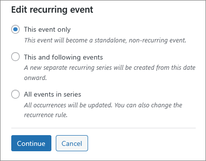 Screenshot Rota - Editing a new recurring event