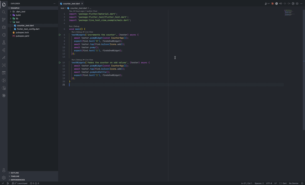 Live Test View demo