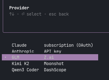 Provider picker