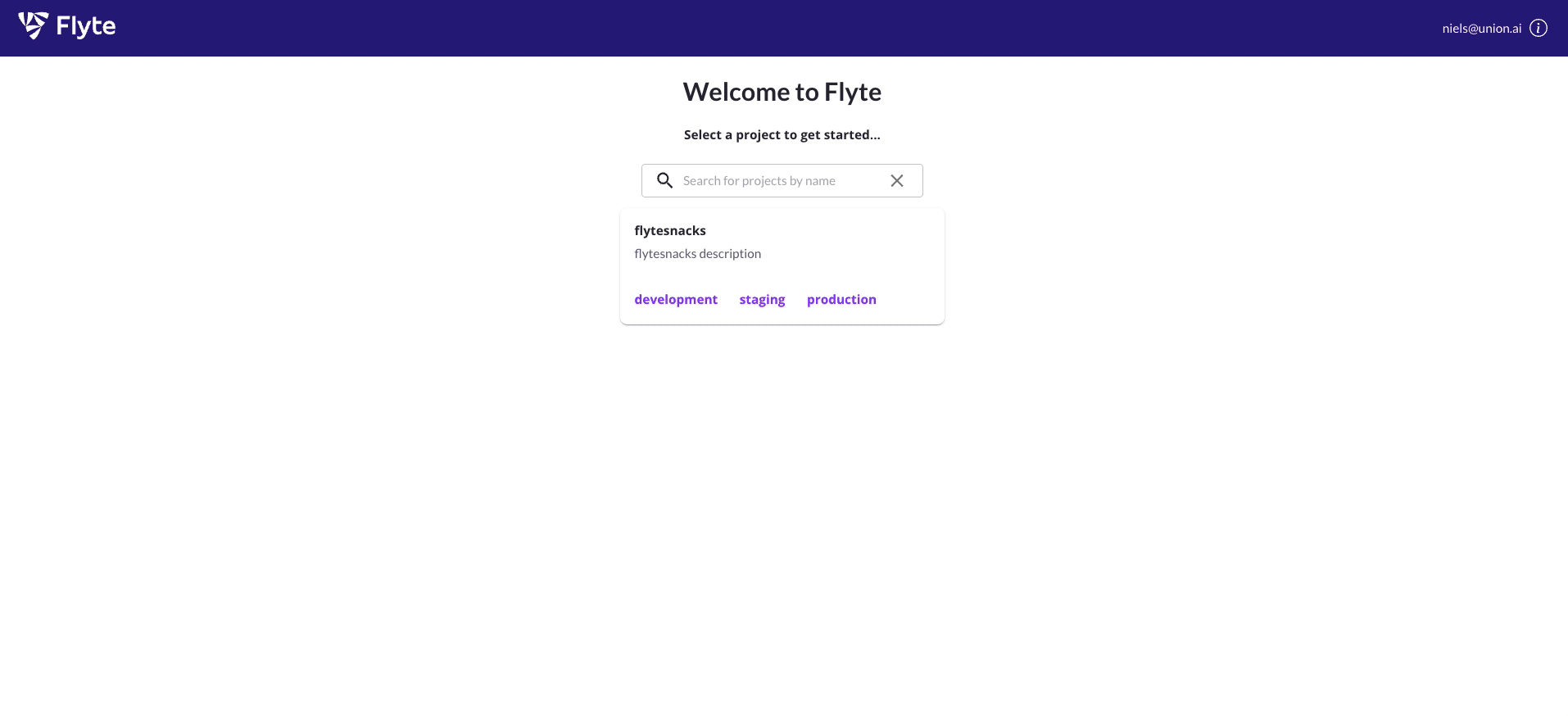 Getting started with Flyte, showing the welcome screen and Flyte dashboard