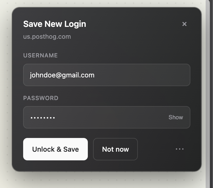 Save a new login
