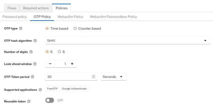 configure otp keycloak