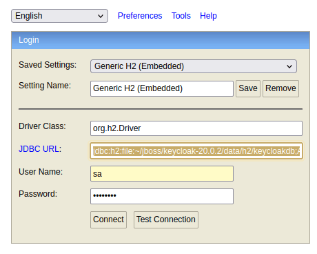keycloak how to recover admin password h2 database