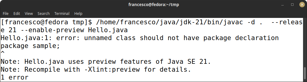 java 21 new features unnamed class step by step example