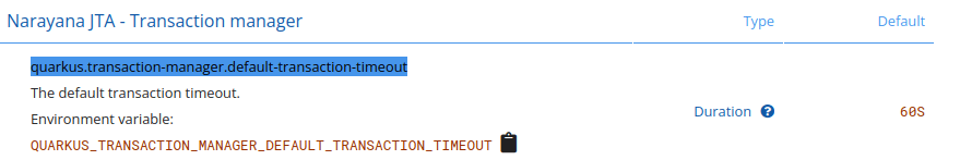 quarkus transaction timeout configuration