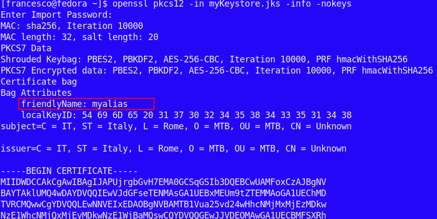 java read keystore alias with keytool