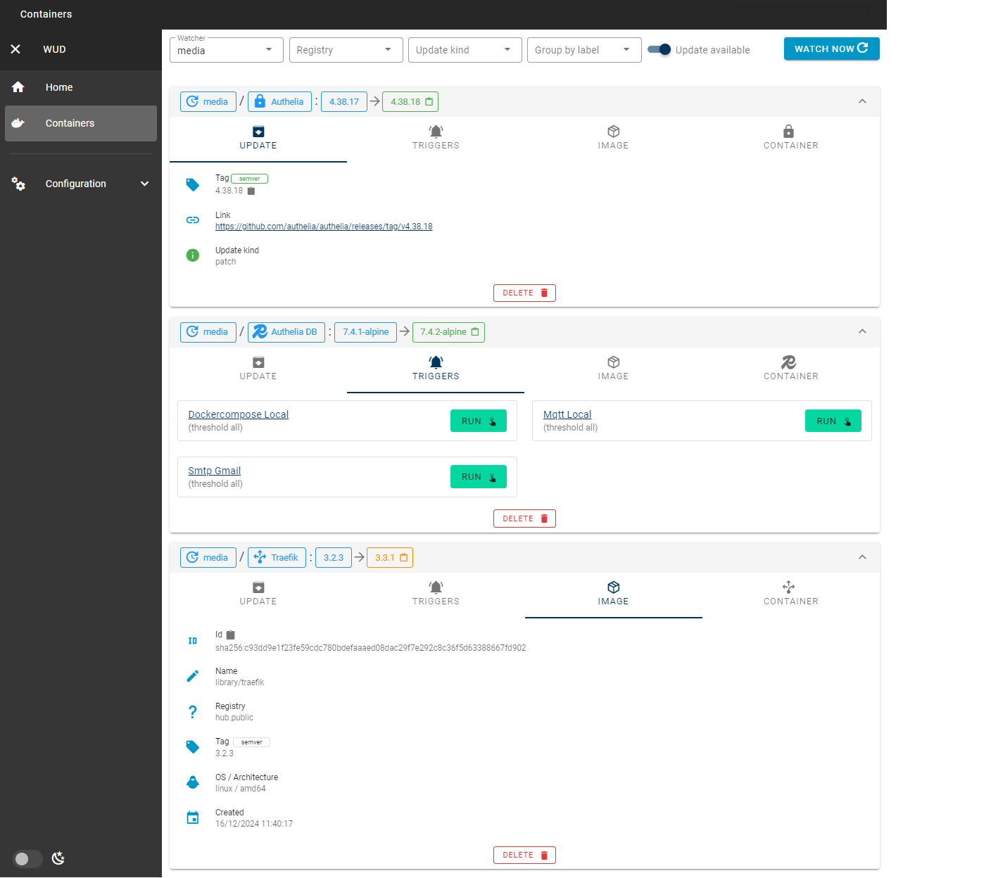 WUD Web Dashboard UI