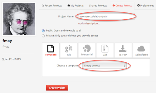 create codio project