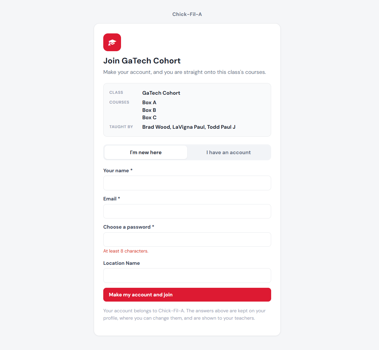 Create your account to join the class