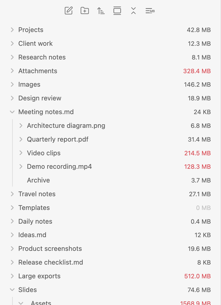 File Explorer size labels