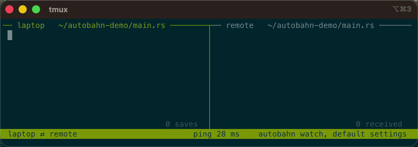 Typing on a laptop, synced live to a remote host over SSH