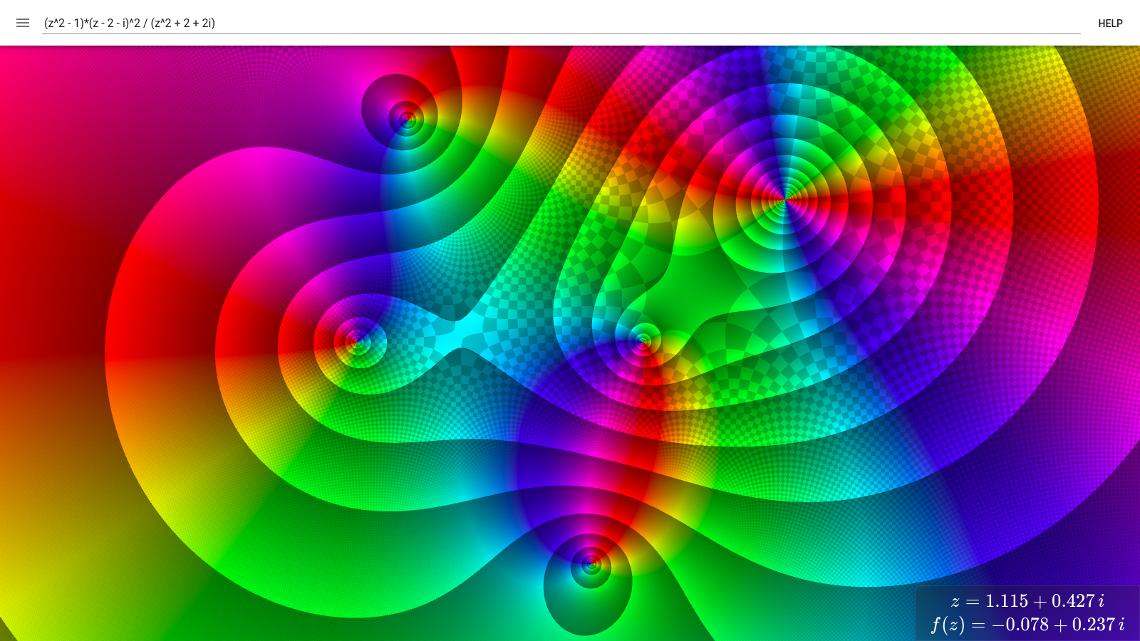 Screenshot showing domain-coloring plot of a polynomial.