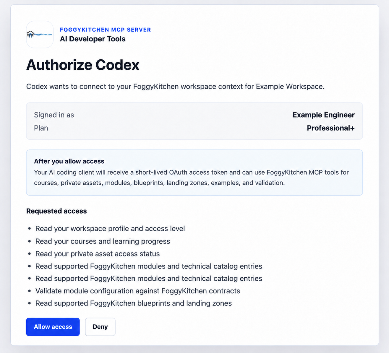 FoggyKitchen OAuth approval for Codex